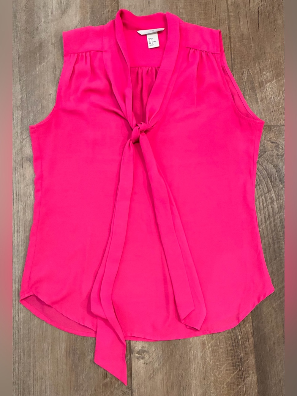 H&M Blouse Pink Sleeveless Tie Front 6